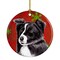Caroline&#x27;s Treasures   SC9407-CO1 Border Collie Red and Green Snowflakes Holiday Christmas Ceramic Ornament, 3 in, multicolor